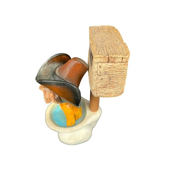 Vintage 1980s Bill Vernon Shade Tree Creations Cowboy Western in a toilet. - Picture 3 of 4